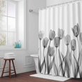 thumbnail image 5 of Gray Watercolor Tulip Fabric Shower Curtain Flower Floral Washable Shower Curtains for Bathroom, Waterproof Bath Curtain with Hooks Home Decor 72x72in, 5 of 8