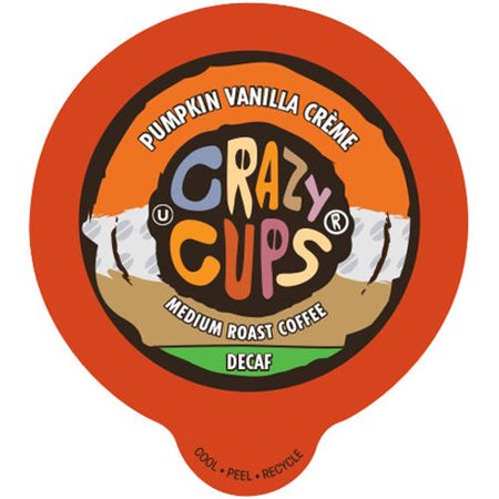 Medium Pumpkin - Crazy Cups Pumpkin Vanilla Creme Medium Roast Decaf Coffee Cups, 22 count