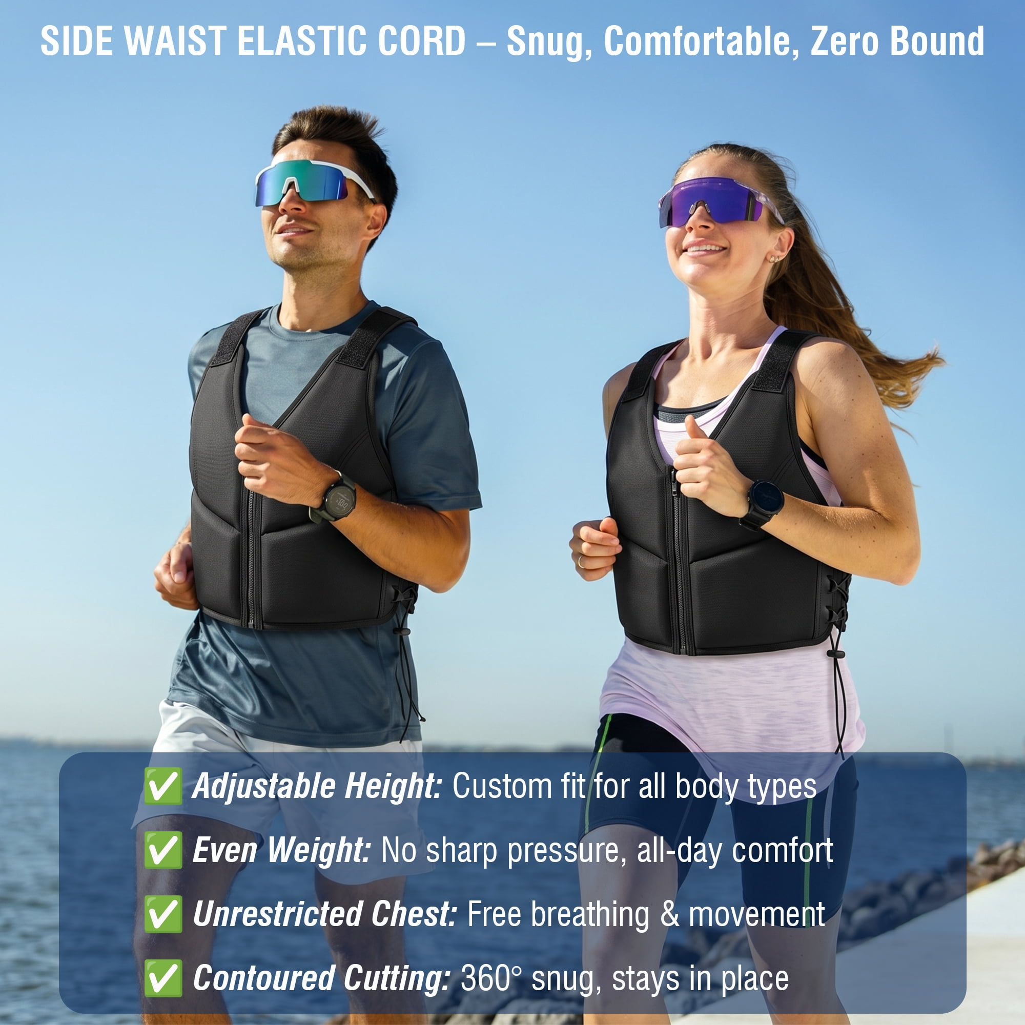 10LBS Adjustable Weighted Vest for Women, Breathable Workout Vest with Zipper & Lace-Up Design, for Running, Walking & Strength Training