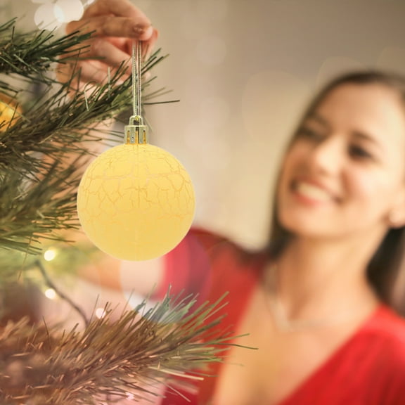 Riforla 6Pcs Christmas Ball Baubles Party Xmas Tree Decorations Hanging Ornament Decor 8cm Christmas Decorations Yellow A