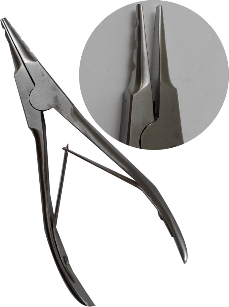 Bow Opening Stainless Steel Notched Needle Nose Plier With Double Spring Action