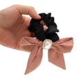 thumbnail image 4 of Unique Bargains 1 Pc Grace Square Pearl Bow Scrunchie Hair Elastic Band Pink, 4 of 5