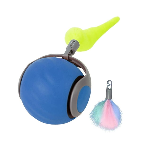 Pelota de juguete interactiva para gatos, juguete automático para gatos con luz, inteligente, portátil, pelota rodante para gatos, pelota móvil para Azul