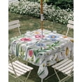 thumbnail image 3 of Square Outdoor Tablecloth with Umbrella Hole Spring Floral Outside Table Cloth Waterproof Patio Table Cover Grey Plaid Pink Blue Flowers Butterfly Zipper Tablecloths for Picnic Camping 60x60 Inch, 3 of 8