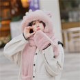 thumbnail image 5 of IDALL Winter Scarf for Women - 3 in 1 Faux Fur Hooded Scarf Hat Gloves Set, Womens Hoodie Hat Long scarf Gloves Pink One Size, 5 of 5
