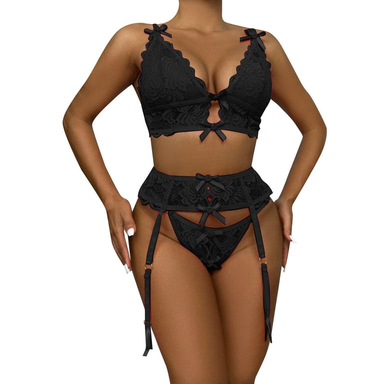 Hfyihgf Women's Sexy Soft Floral Lace Lingerie Set See-Through