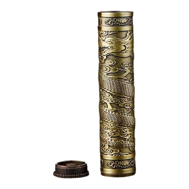 Soporte para varitas de incienso, tubo organizador de almacenamiento, quemador de aleación de zinc con tapa para aroma Dragón de Bronce