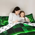 thumbnail image 5 of Castle Fairy Geometric Gamer Twin Comforter Sets,Geometric Honeycomb Hexagon Bedding Set, 5 of 8