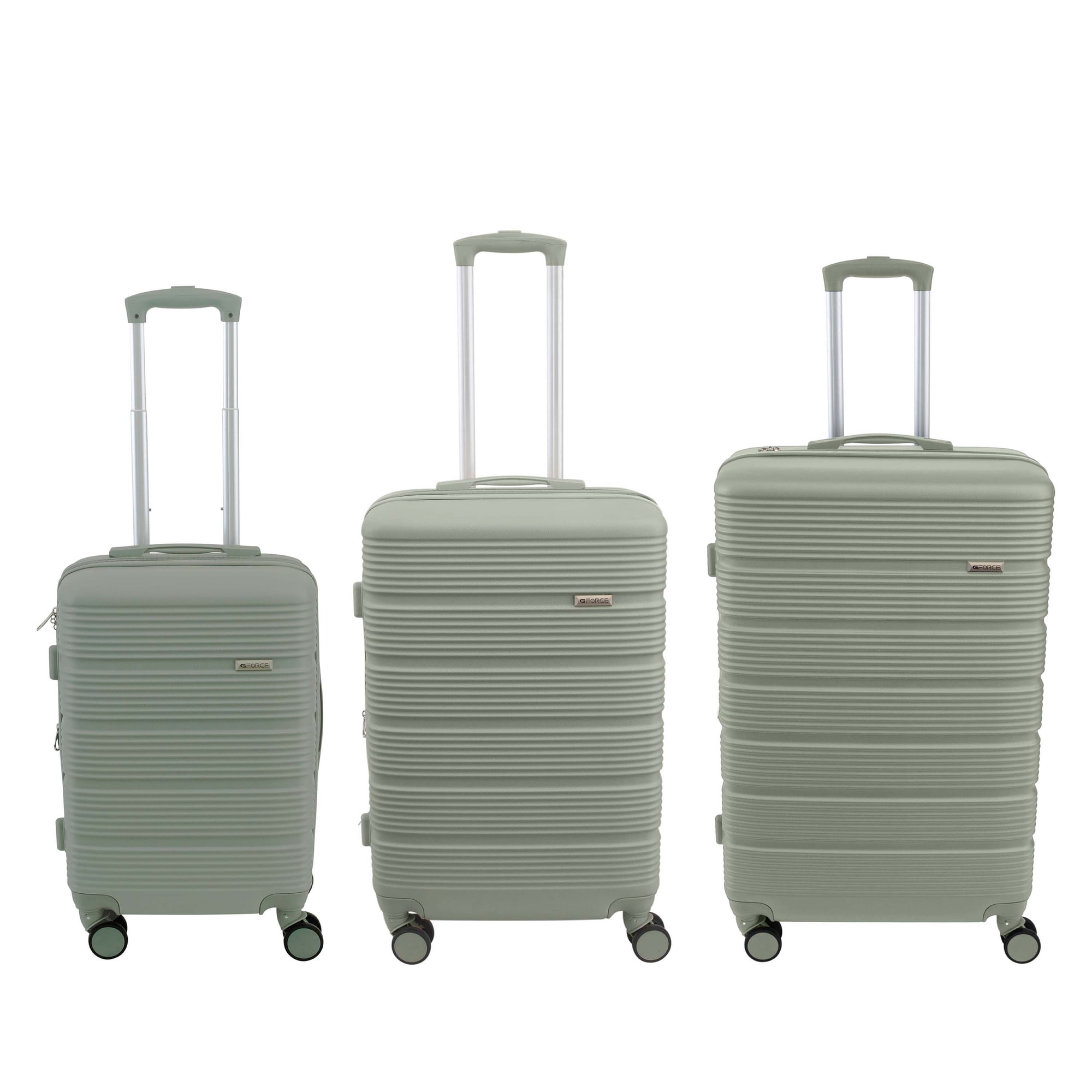G-Force 3 Piece Expandable Rolling Luggage Set in Sage