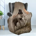 thumbnail image 4 of Animal Soft Flannel Fleece Throw Blanket, Illusionist Animal Black Hat Magic Balloon Dreamy Surreal Art, Cozy Plush for Indoor and Outdoor Use, 50" x 60", Orange Black Taupe, by Ambesonne, 4 of 5