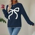 thumbnail image 3 of ZUKMRJPC Womens Christmas Sweater Casual Long Sleeve Crewneck Cute Bow Pullover Sweater Fall Winter Loose Warm Knitwear Holiday Outfits, 3 of 7