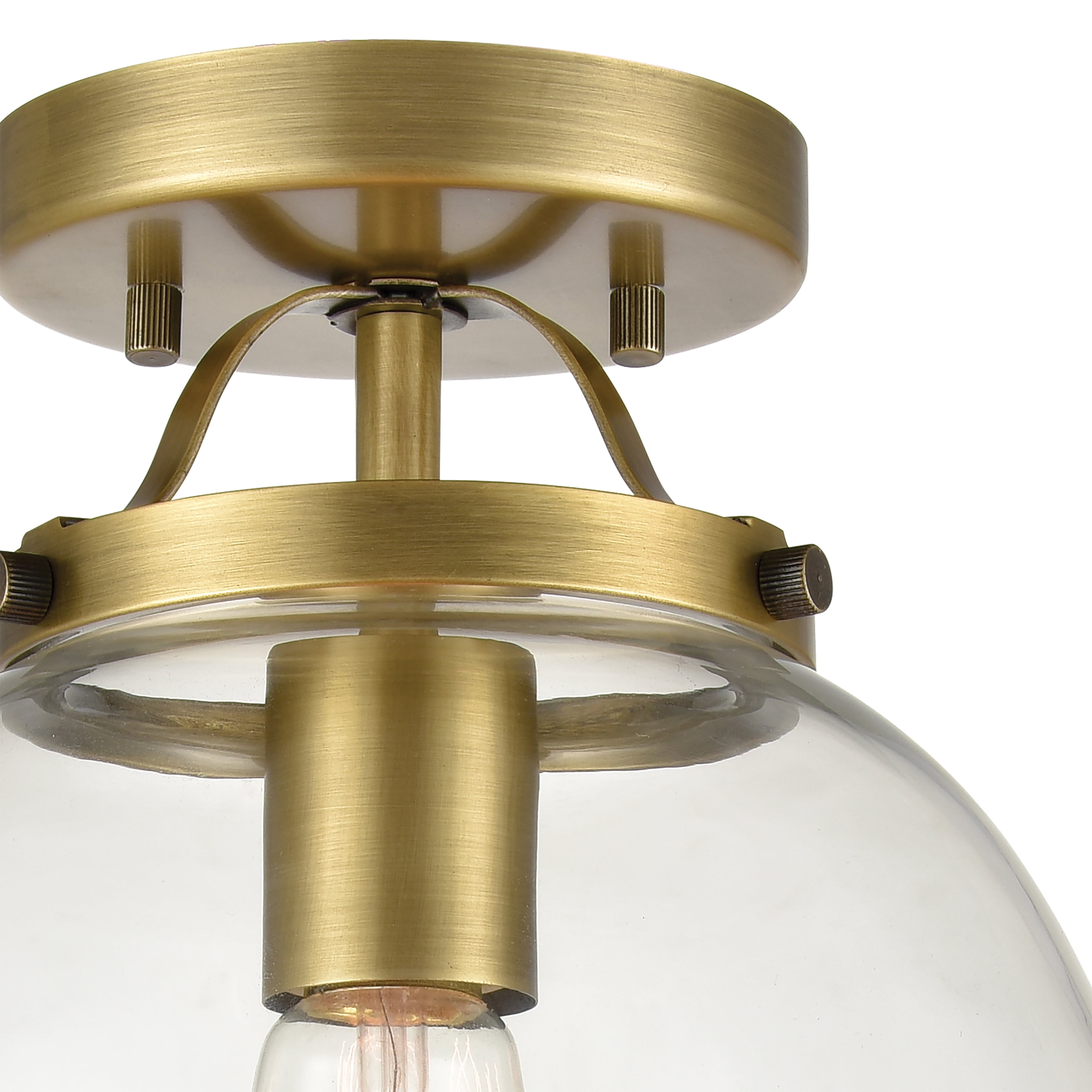 Elk Home 9-Inch Wide Bernice Semi Flush Mount, Brushed Antique Brass