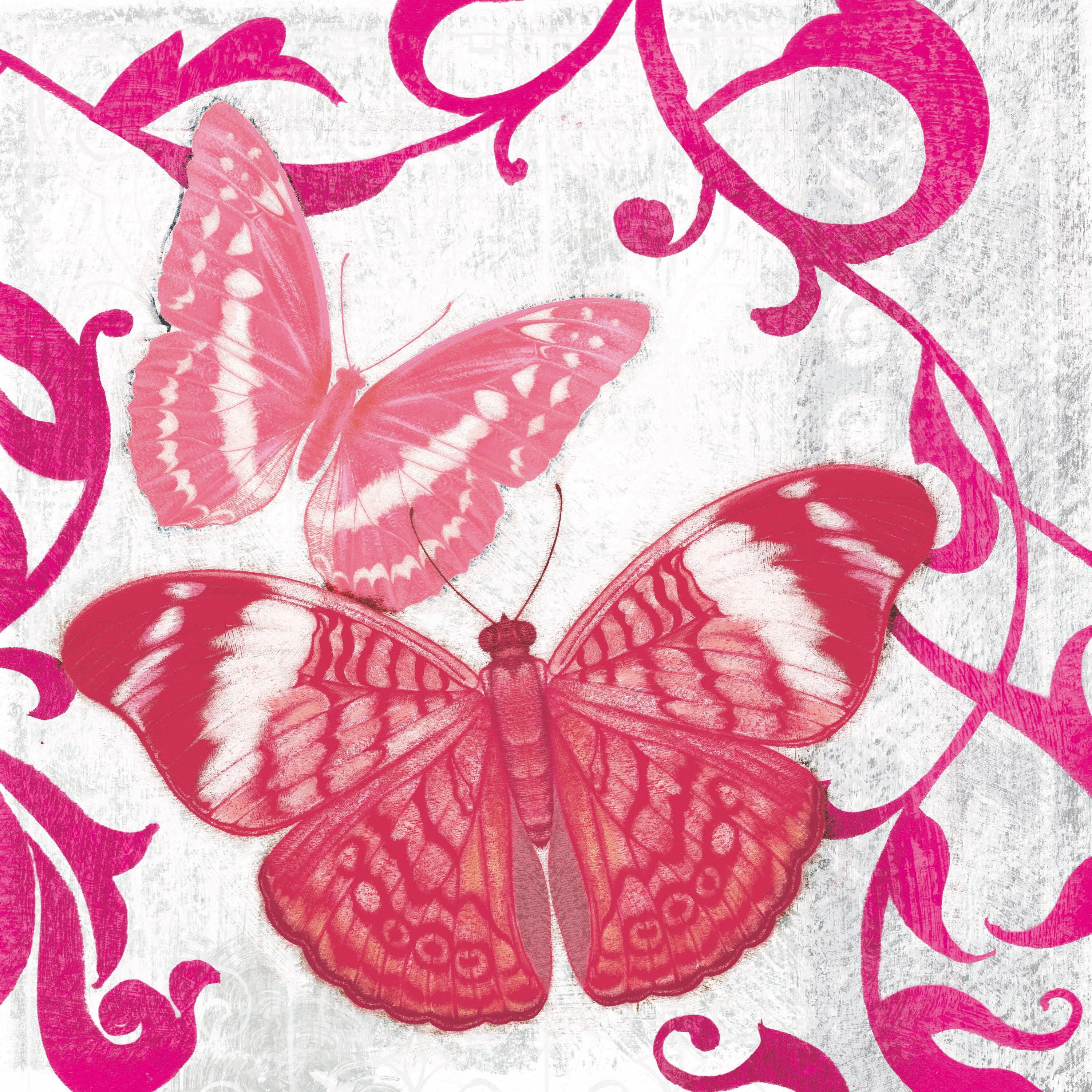 "A Fuschia Butterfly I" Painting Print on Wrapped Canvas