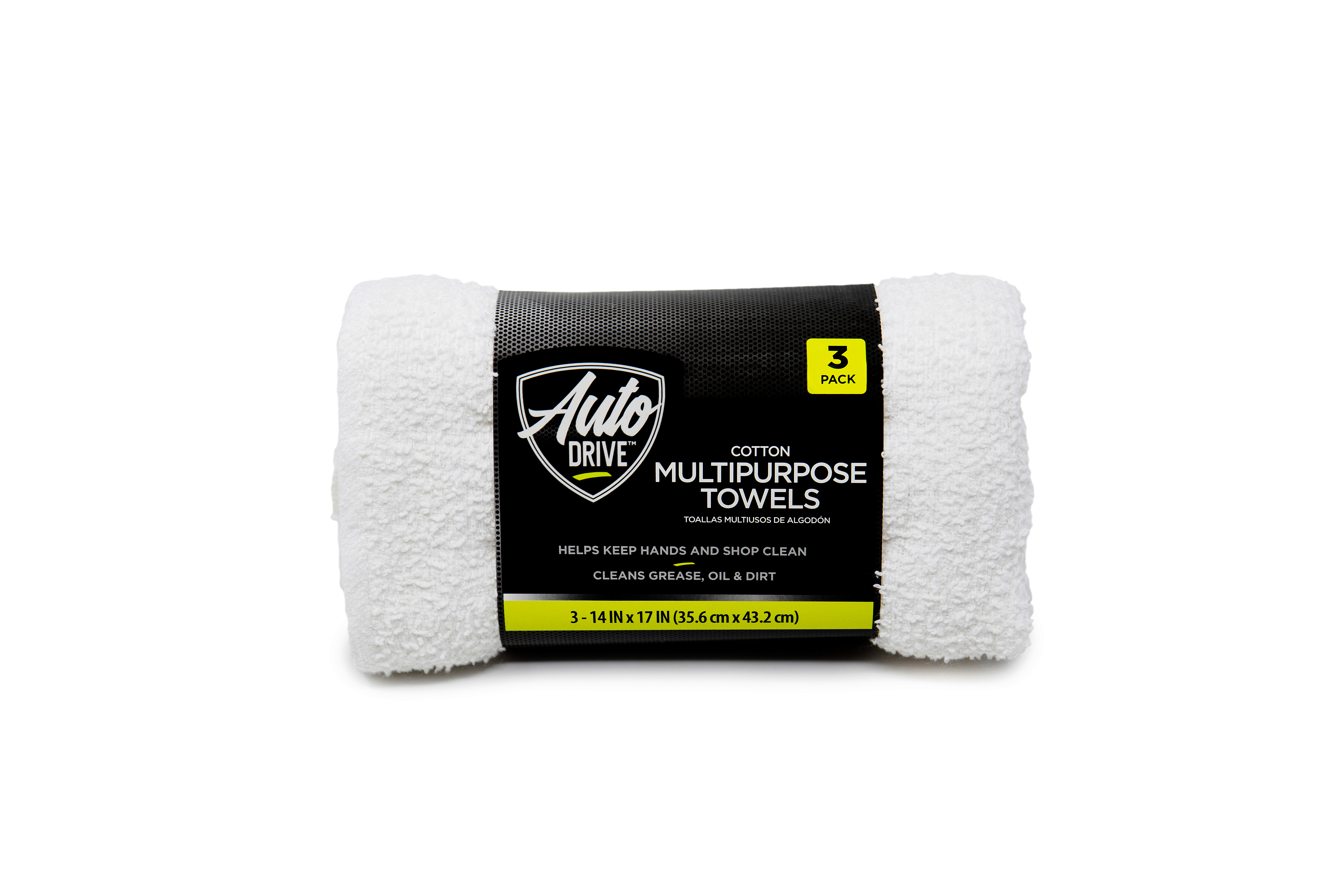 Auto Drive Car Wash Terry Towels, 3PK, 100 Cotton, 14" x 17" Square, White BrickSeek