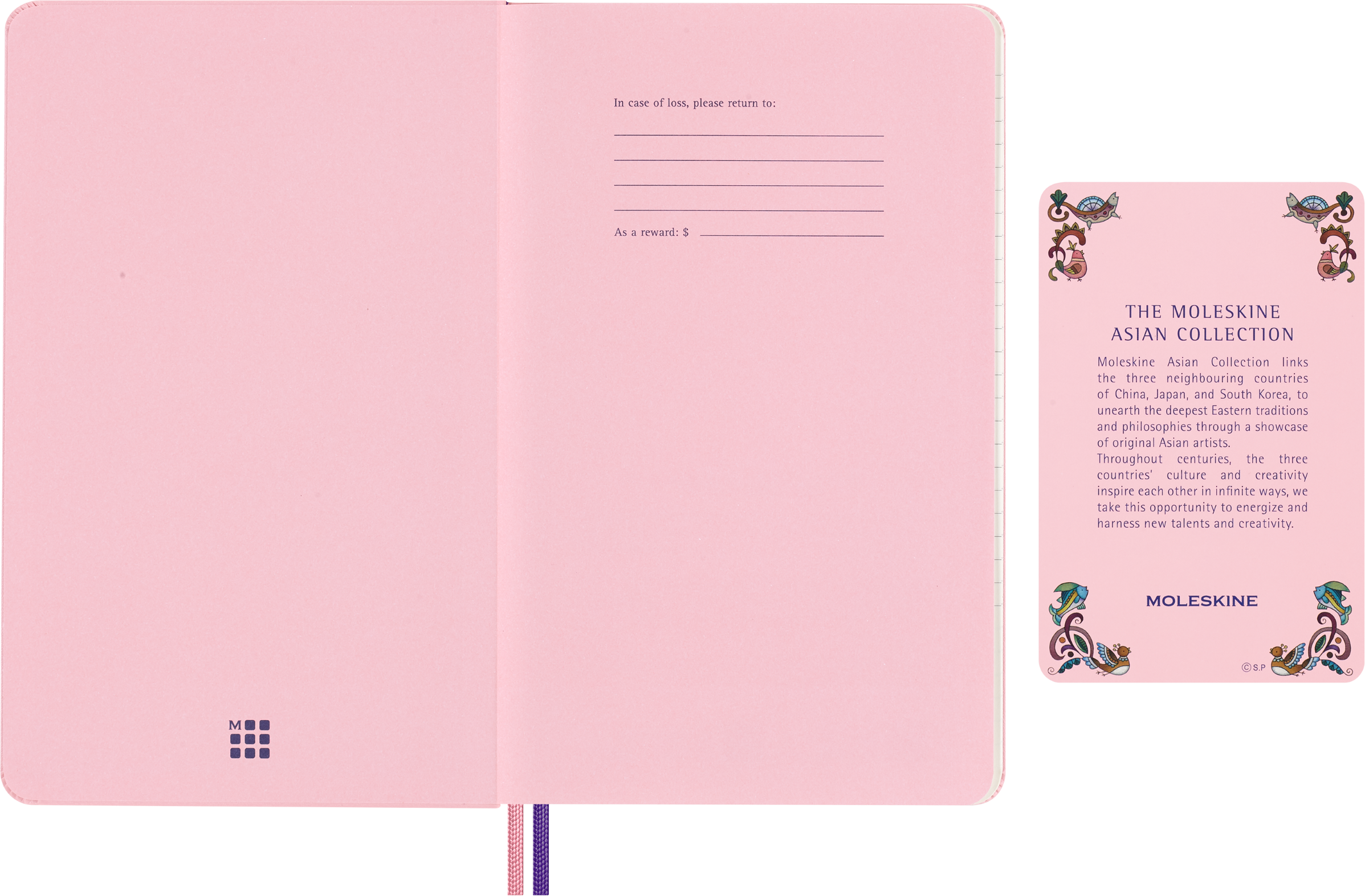 Moleskine Limited Edition Sakura Notebook with lenticular optical-effect cover by Momoko Sakura, Hard Cover, Ruled, Large (5" x 8.25"), Maruko floral, 176 Pages