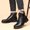 Black, variant on DPTALR Vintage Imitation Leather Men's Boots Leather Shoes Fashionable Men's Middle Top Boots Men