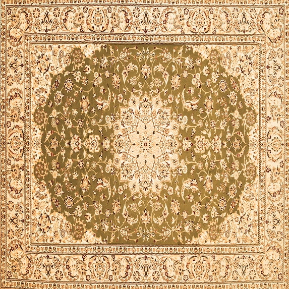 Ahgly Company Indoor Square Medallion Orange Traditional Area Rugs, 8' Square