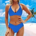 thumbnail image 2 of Fadeal Tummy Control Bathing Suits for Women Women Two Piece Bathing Suits Bikini Set Swimsuit Vintage Swimwear 2 Piece Bathing Suits for Women Blue M, 2 of 4