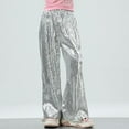 thumbnail image 5 of CAICJ98 Girls Sequin Flare Pants Sparkle Bell Bottoms Toddler Kids Elastic Waist Glitter Disco Dance Trousers with Pockets Silver,3-4 Years, 5 of 5