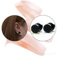 thumbnail image 2 of Maya's Grace Round Barbell Dumbbell Flat Back Disc Stud Earrings Unisex - Black, 12mm, 2 of 6