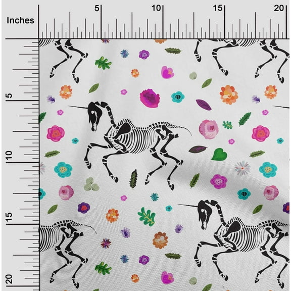 oneOone Velvet Off White Fabric Skull Sewing Material Print Fabric By The Yard 58 Inch Wide