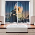 thumbnail image 2 of Ambesonne Fantasy Kitchen Curtains, Moon Halloween Queen, 55"x45", Blue Yellow, 2 of 3