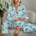 thumbnail image 4 of Wukai Sailboats Anchors Print Women's Pajama Set - Soft Long Sleeve Sleepwear for Comfort and Style-, 4 of 9