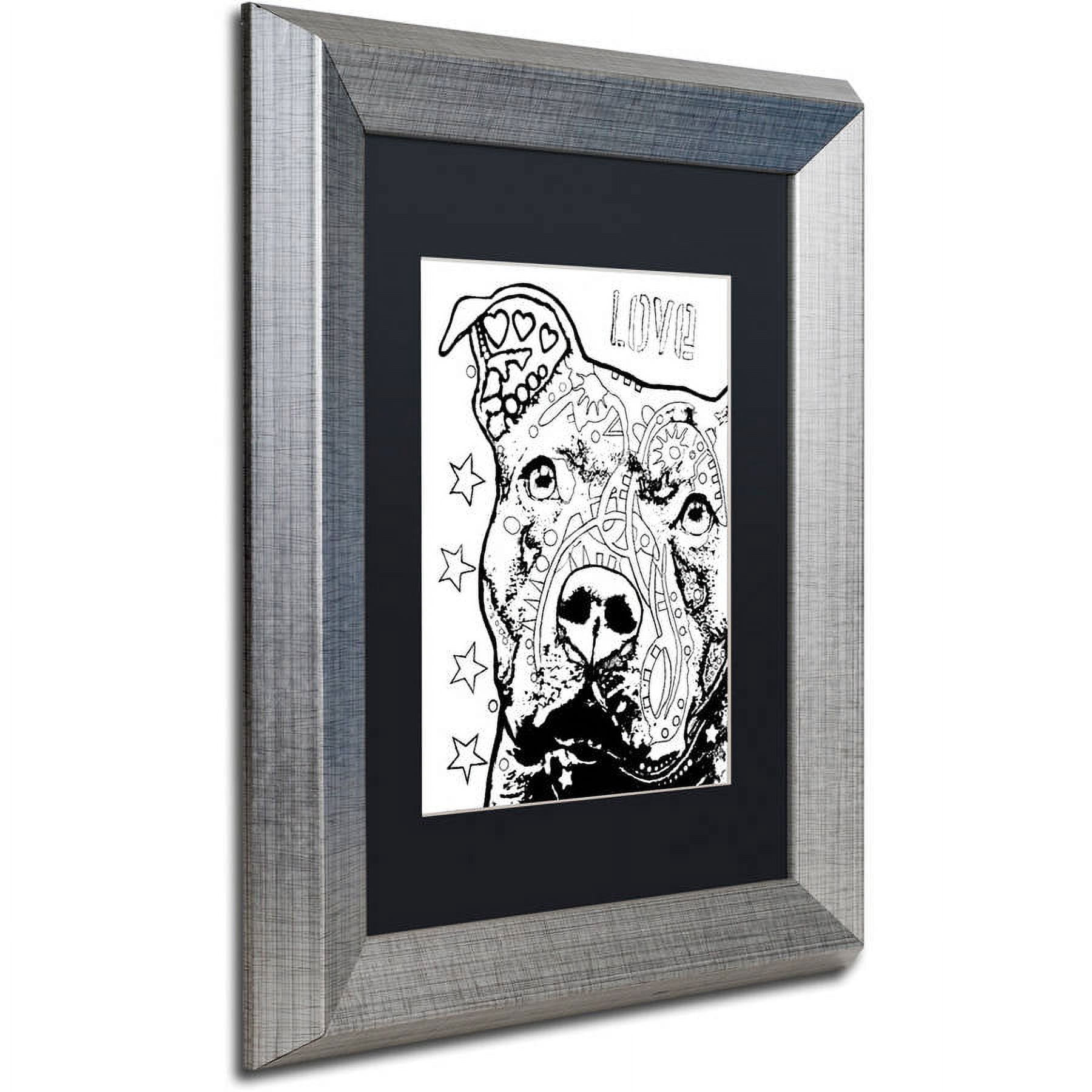 Trademark Fine Art "Thoughtful Pitbull CB 1" Canvas Art by Dean Russo, Black Matte, Silver Frame