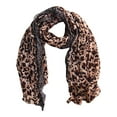 thumbnail image 1 of Peach Couture Foulard Froissée Imprimé Zèbre et Léopard Rétro Toutes Saisons (Saumon & Brun), 1 of 1