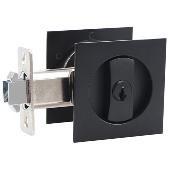 Serrure de Porte de Poche Noire Quincaillerie de Porte Serrure Antivol Serrure Contemporaine d'Intimité Serrure de Porte Carrée Serrure de Porte Coulissante avec Clés