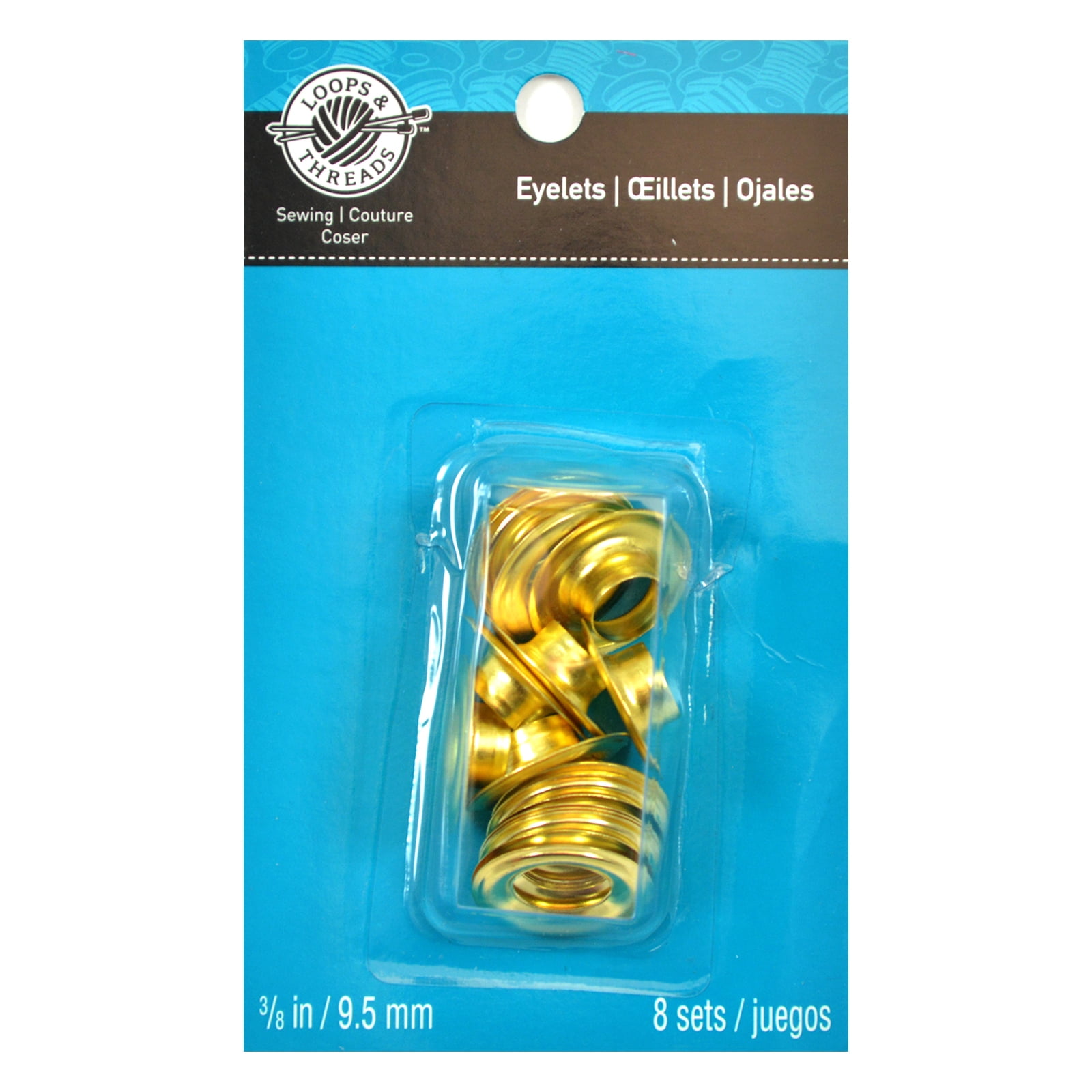 12 Packs: 8 ct. (96 total) Gold Eyelets by Loops & Threads