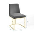 thumbnail image 3 of Side Dining Chair, Velvet, Metal Steel, Gold Grey Gray, Modern Contemporary Urban Design, Kitchen Room Cafe Bistro Restaurant Hospitality, 3 of 9