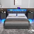 thumbnail image 3 of Holaki Night Stands for Bedroom Set of 2 with Charging Station, End Table Side Table with LED Light & 3 Collapsible Fabric Drawer, Bedside Table for Bedroom, Living Room, Black, 3 of 10