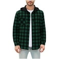 thumbnail image 5 of SYMOID Mens Green Plaid Hooded Shirt - Long Sleeve, Polyester Cotton Blend, Button-Down Front with Chest Pocket & Drawstring Hood, Sizes M-XXXL,Size 3XL, 5 of 6