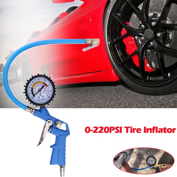 Teissuly New 0-220psi Tire Inflator with Digital Pressure Gauge Chuck Flexible Hose