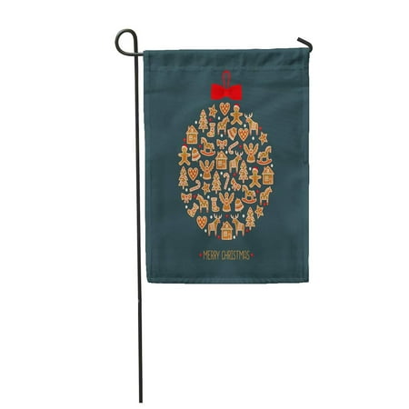 SIDONKU Christmas Tree Cute Winter Holidays Xmas Gingerbread Cookies Candy Garden Flag Decorative Flag House Banner 12x18