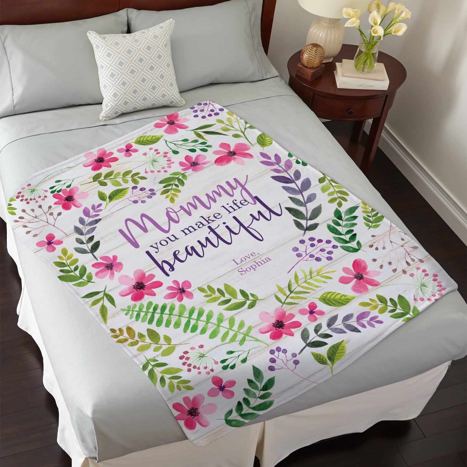 Personalized You Make Life Beautiful Plush Blanket