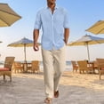 thumbnail image 2 of Letdown Men's Linen Sets 2 Piece Outfits Casual Long Sleeve Button Down Shirts and Pants Summer Beach Vacation Outfits Indoor Outdoor Fall Loungewear, 2 of 6