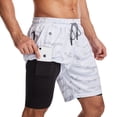 thumbnail image 1 of CNKOO Mens Swim Fitness Shorts Trunks with Compression Liner 2 in 1 Beach Swimming Trunks Quick Dry Swim Shorts with Zipper Pockets Fitness Quick Dry Pants, 1 of 6