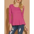 thumbnail image 5 of INSPIRE CHIC Women's Tops Long Sleeves Scoop Neck Casual Peplum Shirts S Magenta, 5 of 8