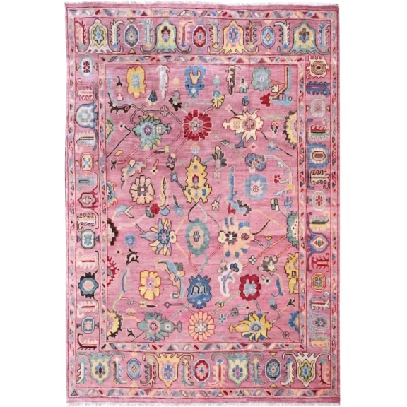 8x10 Pink Oushak Hand-Knotted Wool Area Rug Modern Carpet (Multiple Sizes)