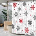thumbnail image 3 of Christmas Shower Curtain Winter Snowflake Shower Curtains Red Grey White Abstract Geometry Shower Curtain Sets Fabric Bathroom Curtain 72x84 in with 12 Hooks, 3 of 6