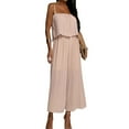 thumbnail image 3 of QUYUON Jumpsuits for Women Summer Casual Loose Sleeveless Spaghetti Strap Wide Leg Pants Jumpsuit Rompers Pleated Cropped Pants One-Piece Lounge Jumpsuits Style J-28, Pink M, 3 of 7