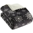 thumbnail image 3 of Lanco Snowflakes 3 Piece Comforter Set with Sherpa Reverse, Bed Size: Queen, Flannel Print, Flakes, Black/White, 3 of 5