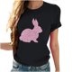 thumbnail image 5 of Tops de Cuello Alto para las Mujeres Amante Impreso Camiseta Cuello Redondo Manga Corta, Poliéster Spandex, 5 of 7