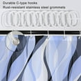 thumbnail image 5 of Light Blue Shower Curtain, Modern Abstract Blue and Grey Striped Shower Curtain Set for Bathroom Waterproof Polyester Shower Curtain with Hooks, 72x72 Inch, 5 of 6