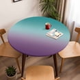 thumbnail image 5 of Green and Purple Ombre Elastic Fitted Round Table Cover Gradient Gradual Color Waterproof Outdoor Tablecloth for Holiday Party, Picnic, Patio & Dining Fits Tables Up to 45"-54", 5 of 8
