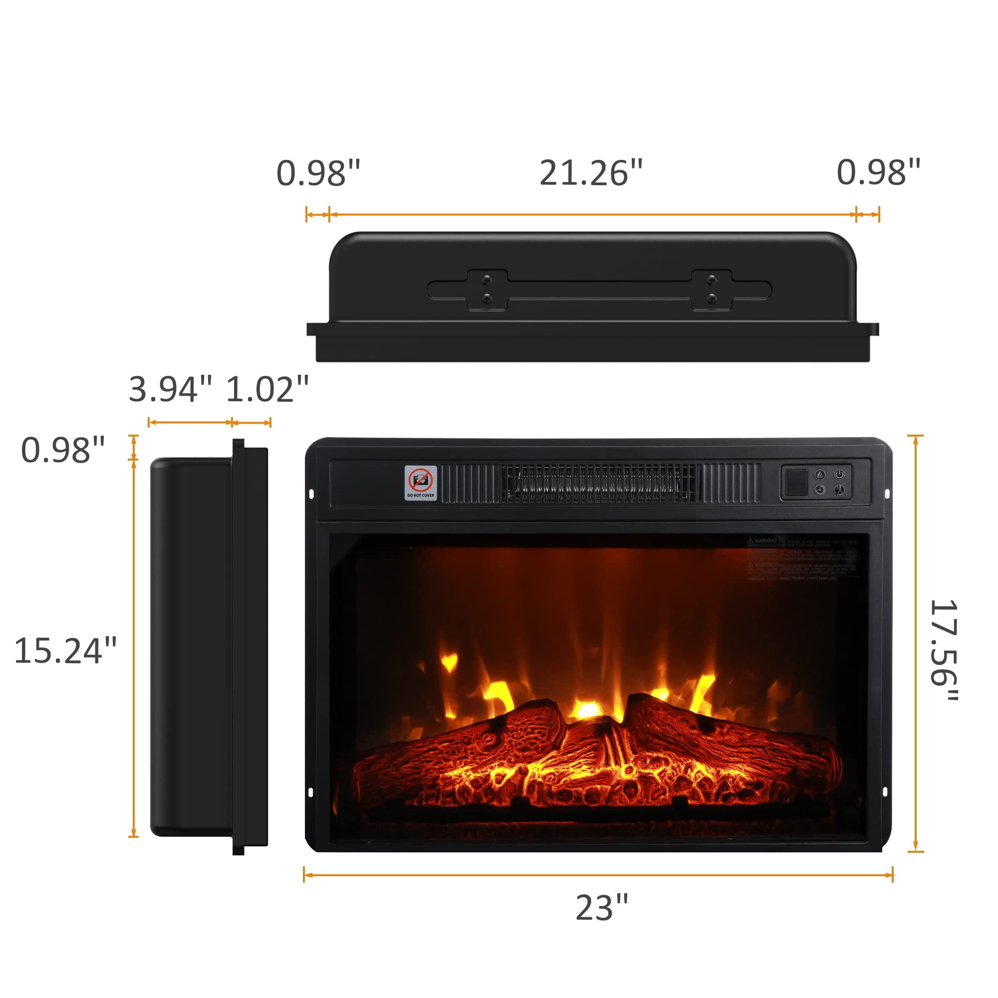 70"L Fireplace Mantel with 23" Electric Fireplace and Bookshelves, Wooden Storage Freestanding Heater with Remote Control, White