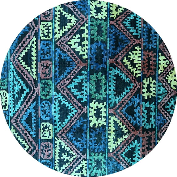 Ahgly Company Indoor Round Solid Light Blue Modern Area Rugs, 4' Round