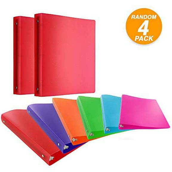 Emraw 1 Inch Poly 3 Ring Glitter Binder with Pocket Storage Hanging File Folders Presentation View Durable Binders for School, Home or Office Clear Folders with Pockets (Pack of 4)